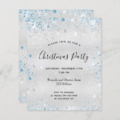 Budget Weihnachts Party Silber Glitzer Einladung (Vorne/Hinten)
