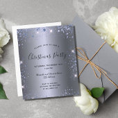 Budget Weihnachts Party Silber Glitzer Einladung