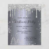 Budget Weihnachts Party Silber Glitzer Einladung (Vorderseite)