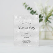 Budget Weihnachts Party Silber Glitzer Einladung (Stehend Vorderseite)