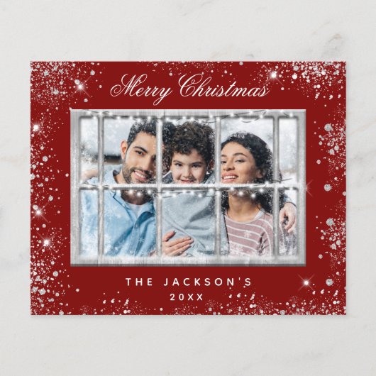 Budget Weihnachts-Rote Glitzer Foto (Vorderseite)