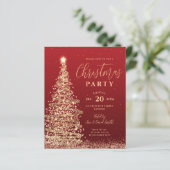 Budget Weihnachtsbaum Party Roter Urlaub Einladung (Stehend Vorderseite)