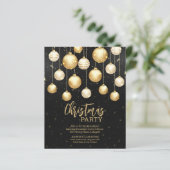 Budget Weihnachtsschmuck Black and Gold Einladunge (Stehend Vorderseite)