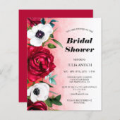 Budget Wein Rote Blütendusche Einladung (Vorne/Hinten)