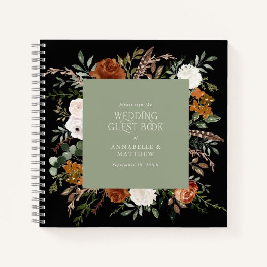 Budget Weiß Blumen Hochzeitsbuch rustikal Notizblock (Vorderseite)