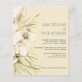 Budget weiß Blumen moderne boho Hochzeit Einladung (Vorderseite)