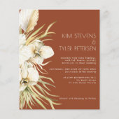 Budget weiß Blumen moderne boho Hochzeit Einladung Flyer (Vorne)