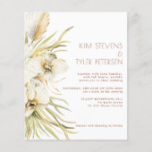 Budget weiß Blumen moderne boho Hochzeit Einladung Flyer (Vorne)