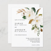 BUDGET Weiße Blume & Grüne Einladung Hochzeit (Vorne/Hinten)