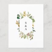 BUDGET Weiße Blume & Grüne Einladung Hochzeit (Rückseite)