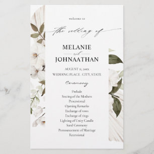 Budget Weiße Boho Blumen Hochzeitszeremonie MED Flyer