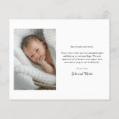Budget Welcome Baby Foto Danke Karte (Rückseite)