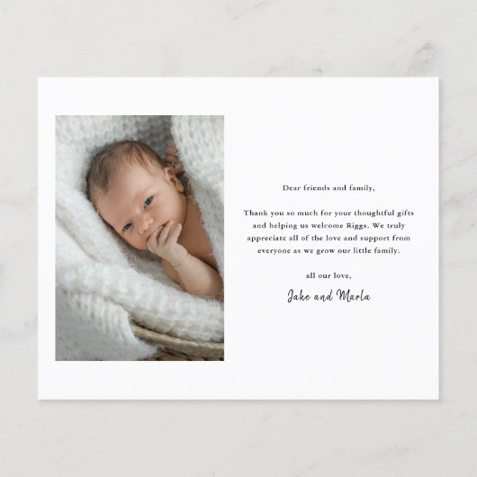 Budget Welcome Baby Foto Danke Karte (Rückseite)