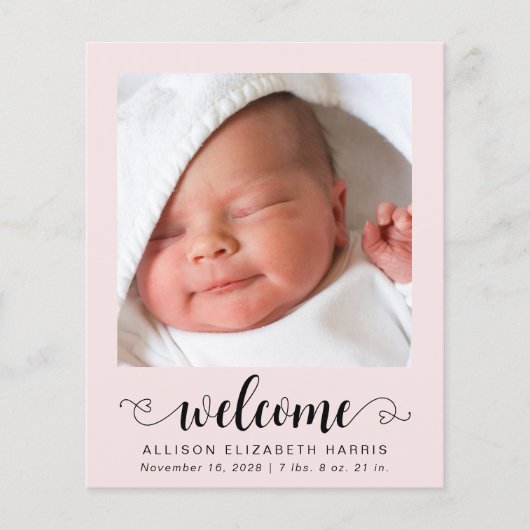 Budget Welcome Fotos Baby Girl Geburtserklärung (Vorderseite)