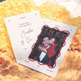 Budget Welliges Rahmen Retro-Foto Hochzeitseinladu