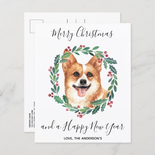 Budget Welsh Corgi Dog Frohe Weihnachtskarte (Vorne/Hinten)
