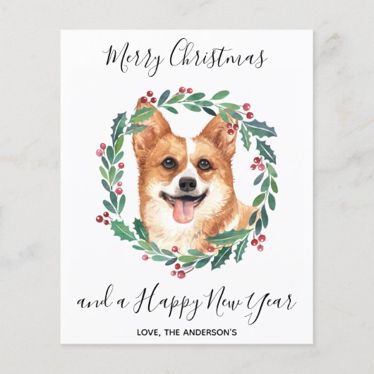 Budget Welsh Corgi Dog Frohe Weihnachtskarte (Vorderseite)