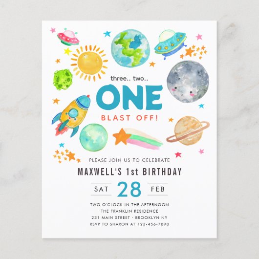 Budget Weltraum 1 Geburtstag Party Rocketship (Vorderseite)