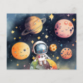 Budget Weltraum Foto 1. Geburtstag Einladung (Rückseite)