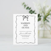 Budget Whimsical Black Bow Tie Wedding Invitation (Stehend Vorderseite)