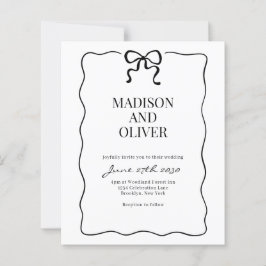 Budget Whimsical Black Bow Tie Wedding Invitation