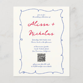 Budget Whimsical Colorful Monogram QR Code Wedding