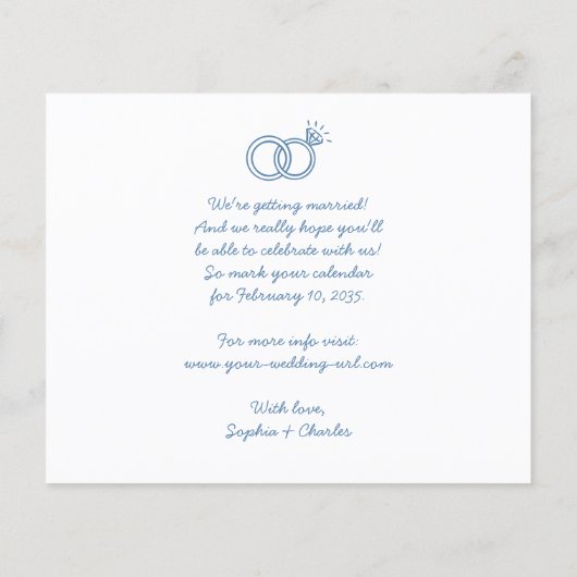 Budget Whimsical Doodles Wedding Save the Date (Rückseite)