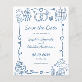Budget Whimsical Doodles Wedding Save the Date