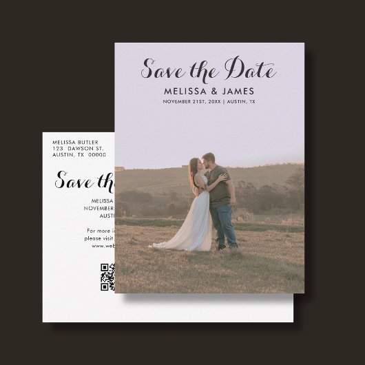Budget Whimsical Foto QR Code Save the Date Ankündigungspostkarte