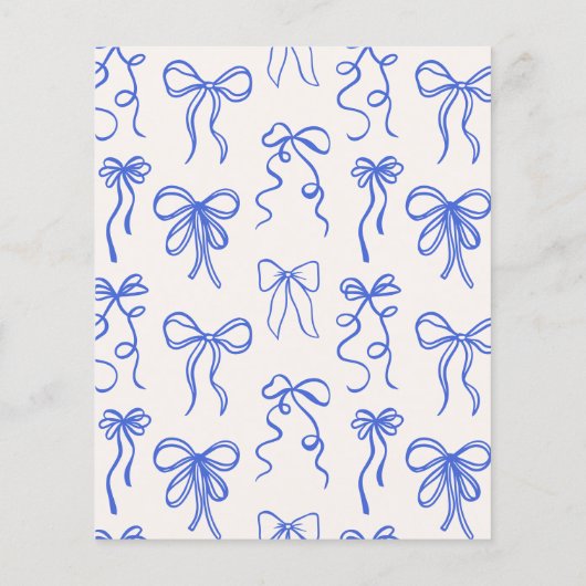 Budget Whimsical Quirky Blue Bow Boy Baby Dusche Flyer (Hinten)