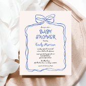Budget Whimsical Quirky Blue Bow Boy Baby Dusche Flyer
