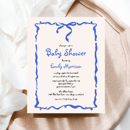 Budget Whimsical Quirky Blue Bow Boy Baby Dusche Flyer