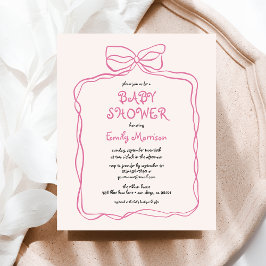 Budget Whimsical Quirky Blush Pink Bow Baby Dusche