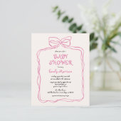 Budget Whimsical Quirky Blush Pink Bow Baby Dusche (Stehend Vorderseite)
