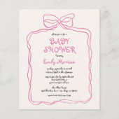 Budget Whimsical Quirky Blush Pink Bow Baby Dusche Flyer (Vorne)