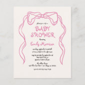 Budget Whimsical Quirky Blush Pink Bow Baby Dusche Flyer (Vorne)