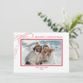 Budget Whimsical Red Bow Weihnachten Foto (Stehend Vorderseite)