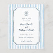 Budget Whimsical Retro Blue Stripes Wedding (Vorderseite)