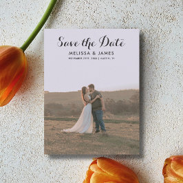 Budget Whimsical Schrift Foto Save the Date Ankündigungspostkarte