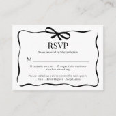 BUDGET Whimsical schwarze Fliege Hochzeitsmenü RSV Begleitkarte (Vorderseite)