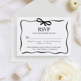 BUDGET Whimsical schwarze Fliege Hochzeitsmenü RSV Begleitkarte