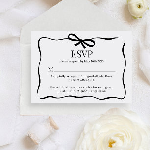 BUDGET Whimsical schwarze Fliege Hochzeitsmenü RSV Begleitkarte