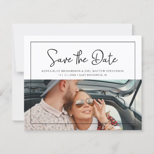 Budget Whimsical Script Hochzeit Foto Verlobung (Vorderseite)
