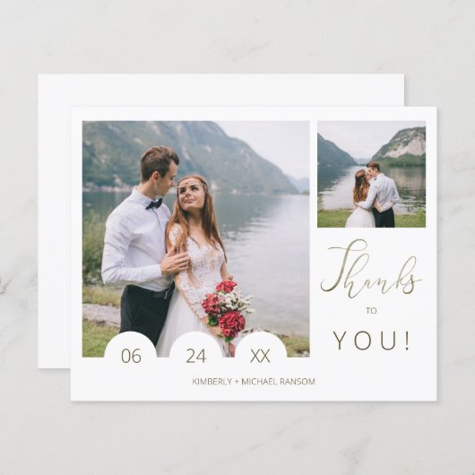 Budget Whimsical Typografy Script 2 Foto Wedding (Vorne/Hinten)