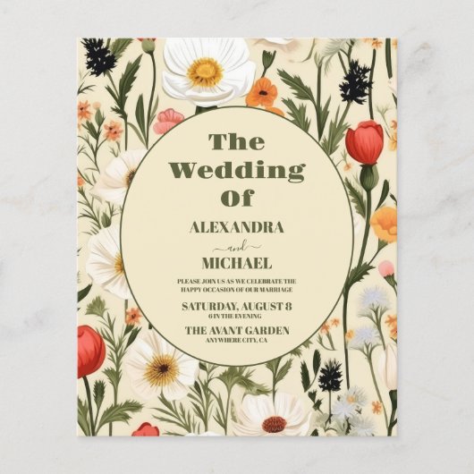 Budget Whimsical Wildblume Meadow Wedding (Vorderseite)