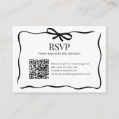BUDGET Whimsy Black Bow Tie Wedding QR Code Rsvp Begleitkarte (Vorderseite)