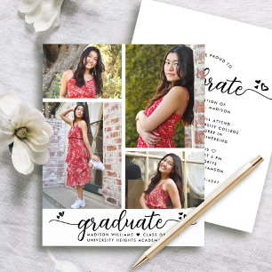 Budget White Black Grad 4 Foto Script Einladung