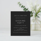 Budget White Black Wedding Abend Einladung (Stehend Vorderseite)