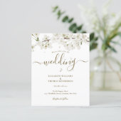 Budget White Blossom Script Einladung zur Hochzeit (Stehend Vorderseite)