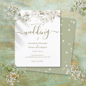 Budget White Blossom Script Einladung zur Hochzeit